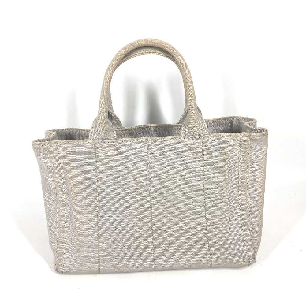 PRADA Tote Bag canvas gray Canapa Stainless Steel… - image 2