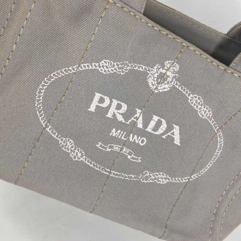 PRADA Tote Bag canvas gray Canapa Stainless Steel… - image 8