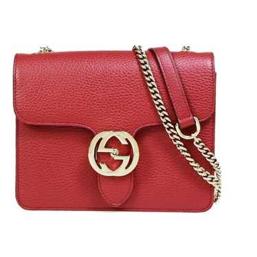 Gucci Interlocking Red Leather Shoulder Bag (Pre-… - image 1