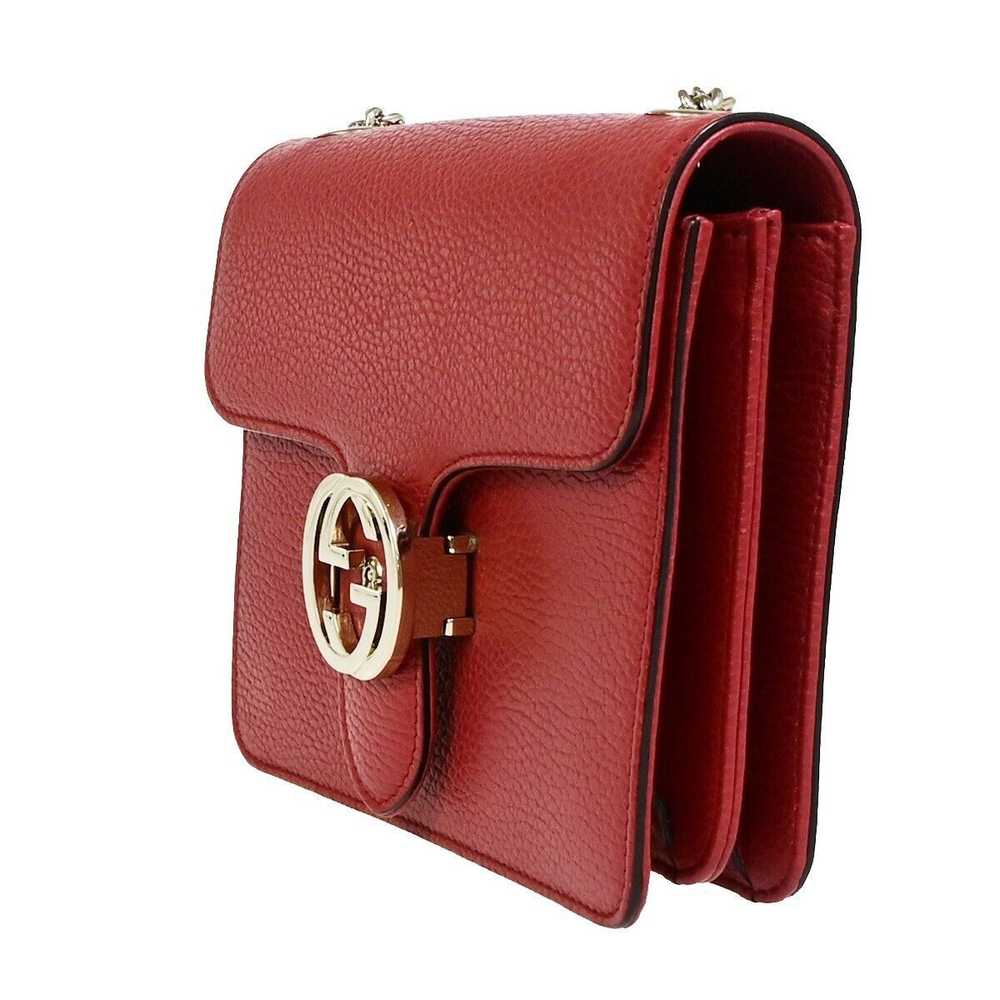 Gucci Interlocking Red Leather Shoulder Bag (Pre-… - image 3