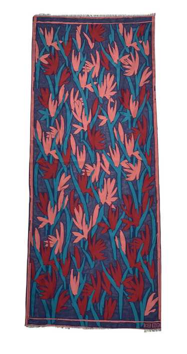 KENZO PARIS BLUE SCARF COTTON BLEND ART PRINT 66"/