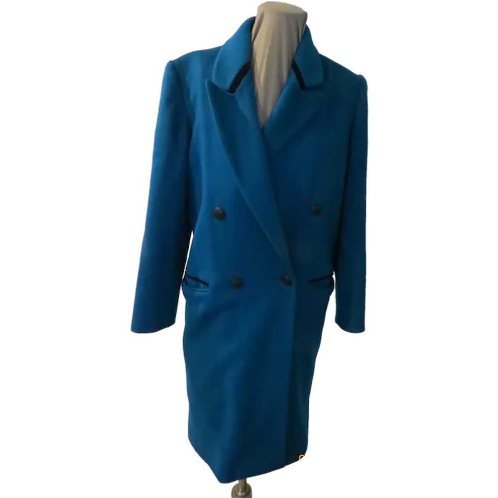 Black Trimmed Teal Coat - image 1