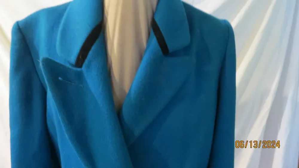 Black Trimmed Teal Coat - image 2