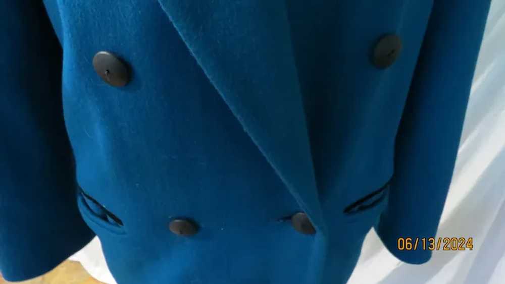 Black Trimmed Teal Coat - image 3