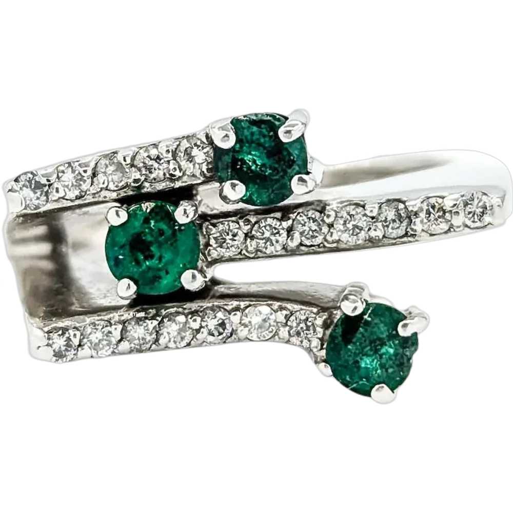 EFFY Emerald & Diamond Bypass Fashion Ring in Whi… - image 1