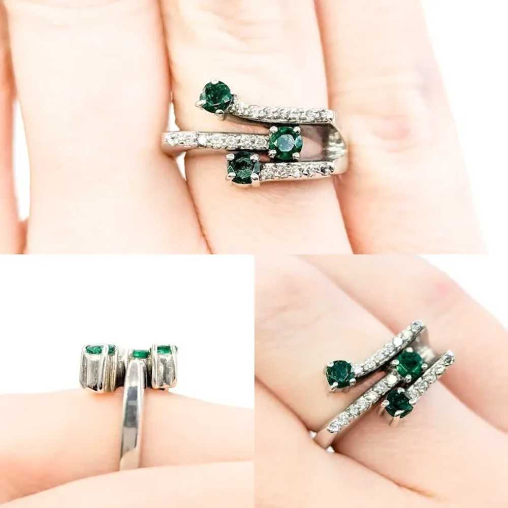 EFFY Emerald & Diamond Bypass Fashion Ring in Whi… - image 2