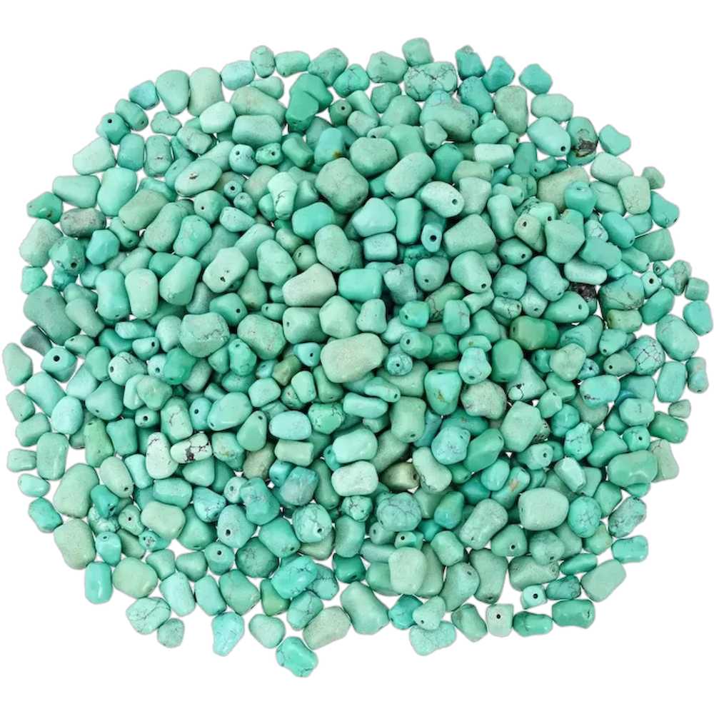 Collection Of Huge Drilled Green Turquoise Beads - image 1