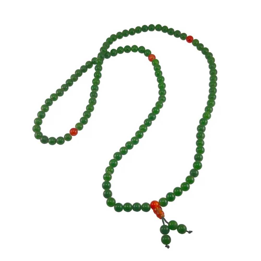 Nephrite Jade and Carnelian Mala Necklace Bead Ne… - image 2