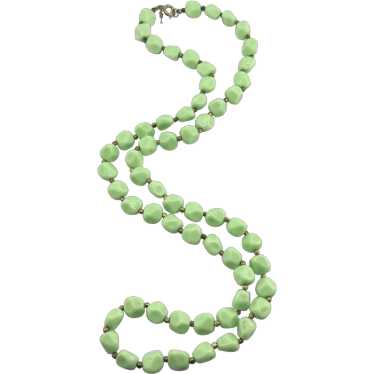 Crown Trifari vintage green beaded necklace - image 1