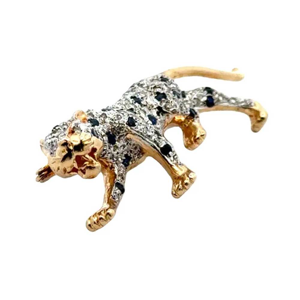 Diamond Sapphire 14 Karat Two Tone Gold Leopard B… - image 5