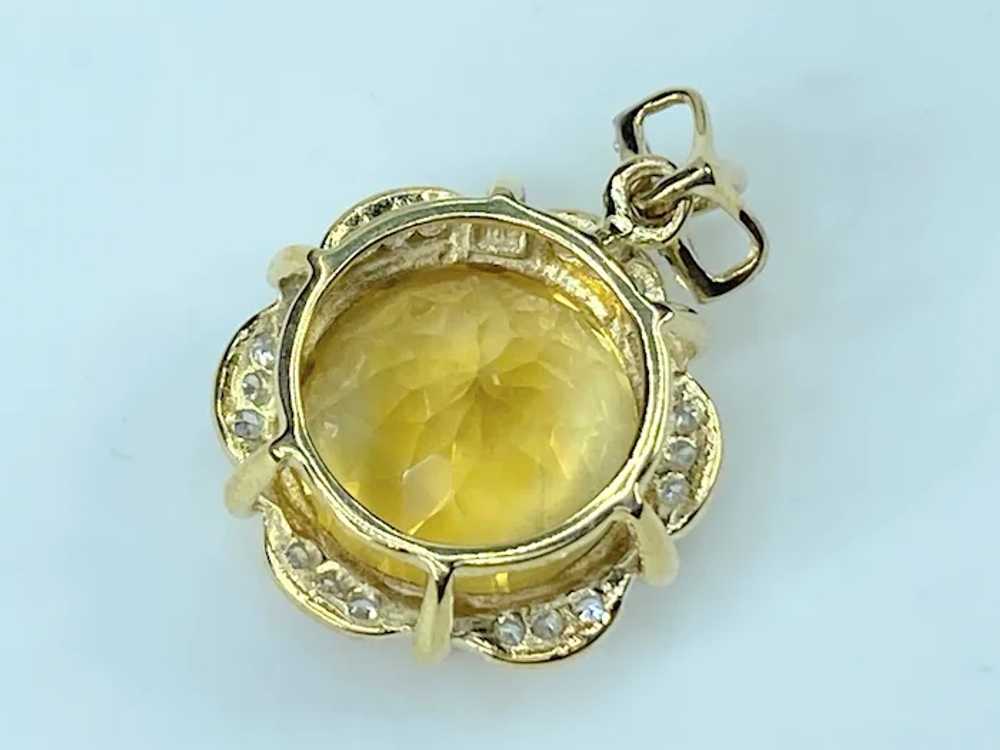 10K yellow gold 14mm Citrine Diamond pendant 4.3g… - image 7