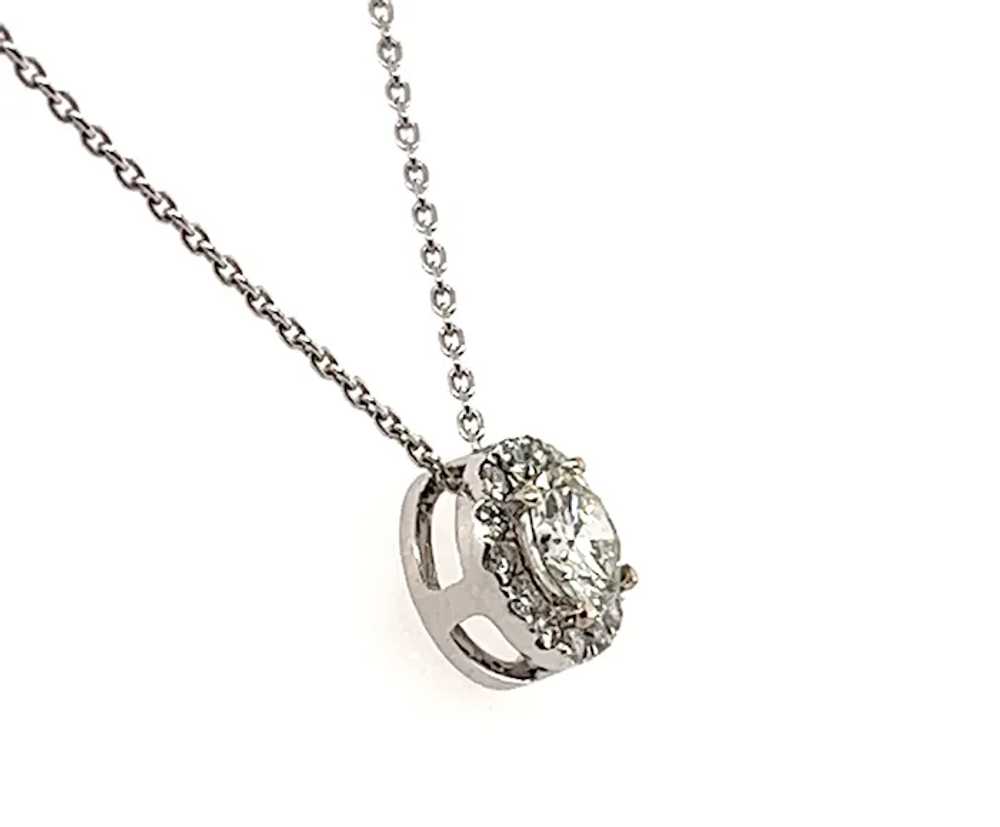 Diamond Halo Pendant .55ct Round Brilliant Mined … - image 3