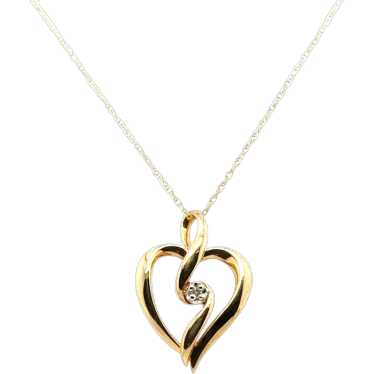 Diamond Heart Pendant Necklace Round Brilliant Cut