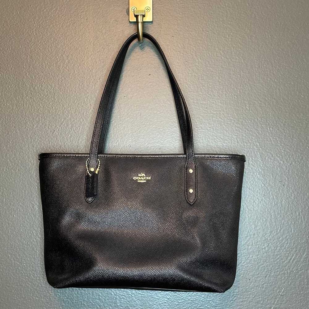 Coach Black Crossgrain Leather Mini City Zip Tote… - image 1