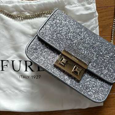 FURLA Silver Glitter Shoulder Bag