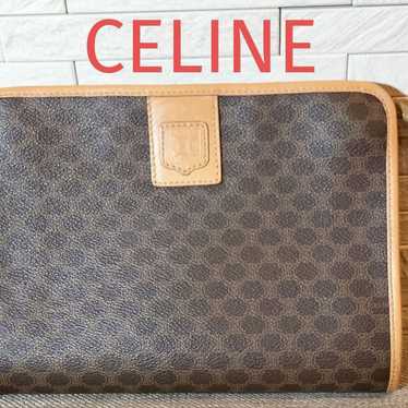 CELINE Macadam Clutch Bag Second Bag Brown Old