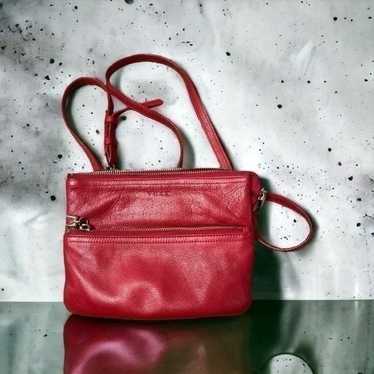 Tusk pebbled soft red leather crossbody