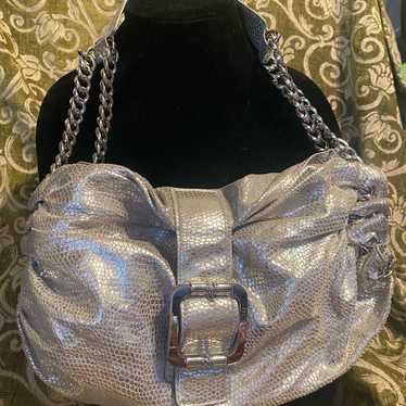 BCB Girls Silver Embossed Leather Chain Purse - image 1