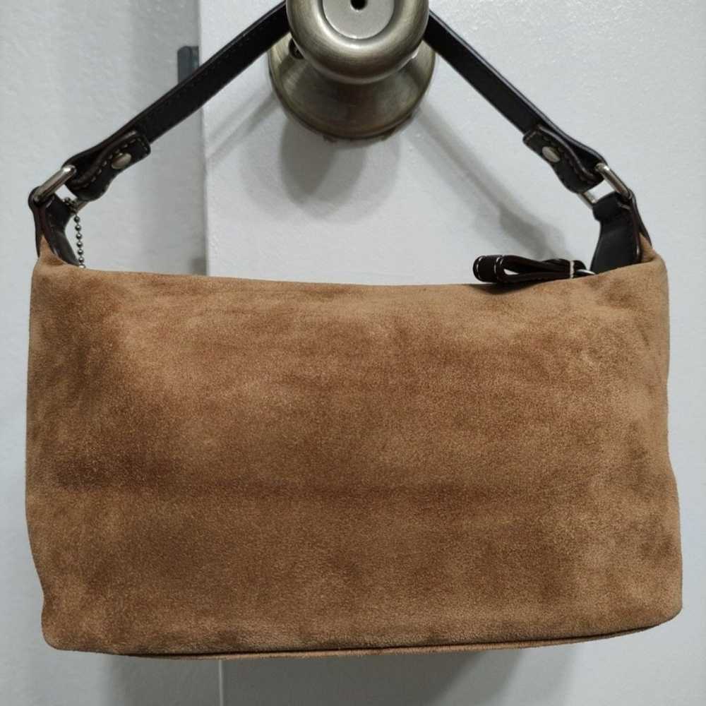 Coach Suede Small Cosmetic Bag Pouch Camel Tan - image 3