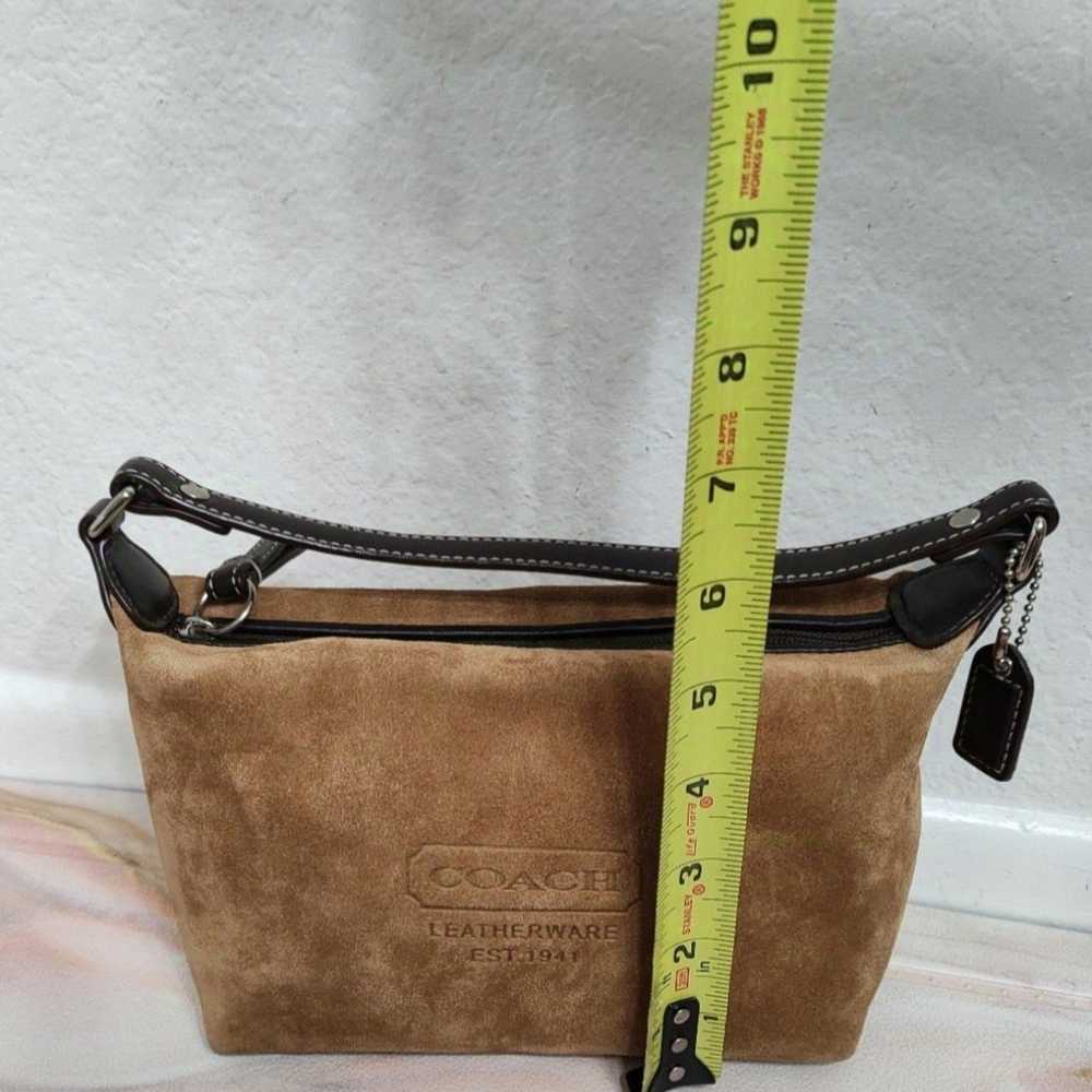 Coach Suede Small Cosmetic Bag Pouch Camel Tan - image 8