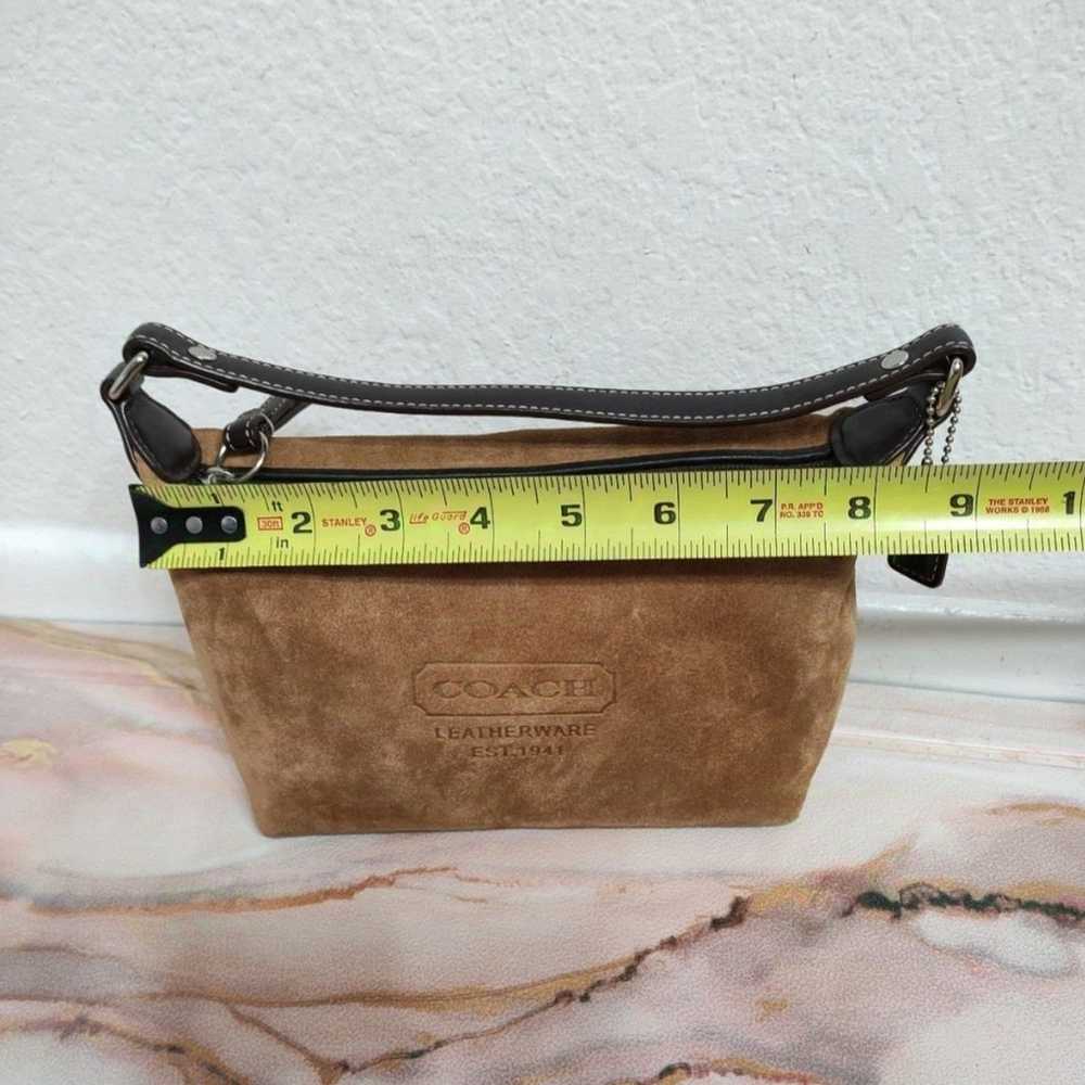 Coach Suede Small Cosmetic Bag Pouch Camel Tan - image 9