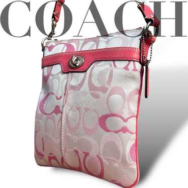 COACH shoulder bag signature canvas leather pink - image 1