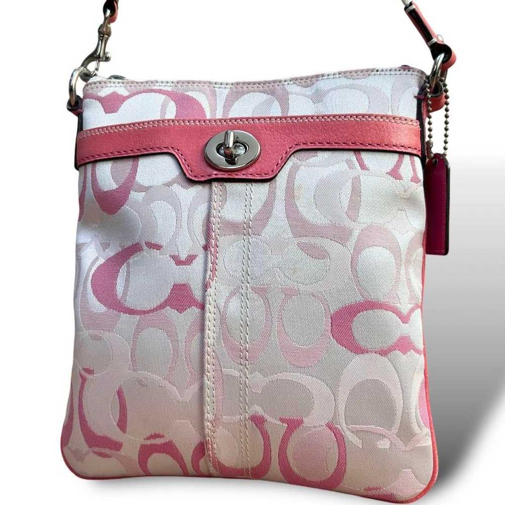 COACH shoulder bag signature canvas leather pink - image 3