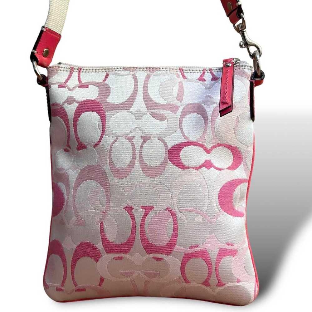 COACH shoulder bag signature canvas leather pink - image 4