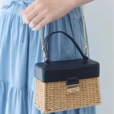 Straw and synthetic leather tote bag - image 1