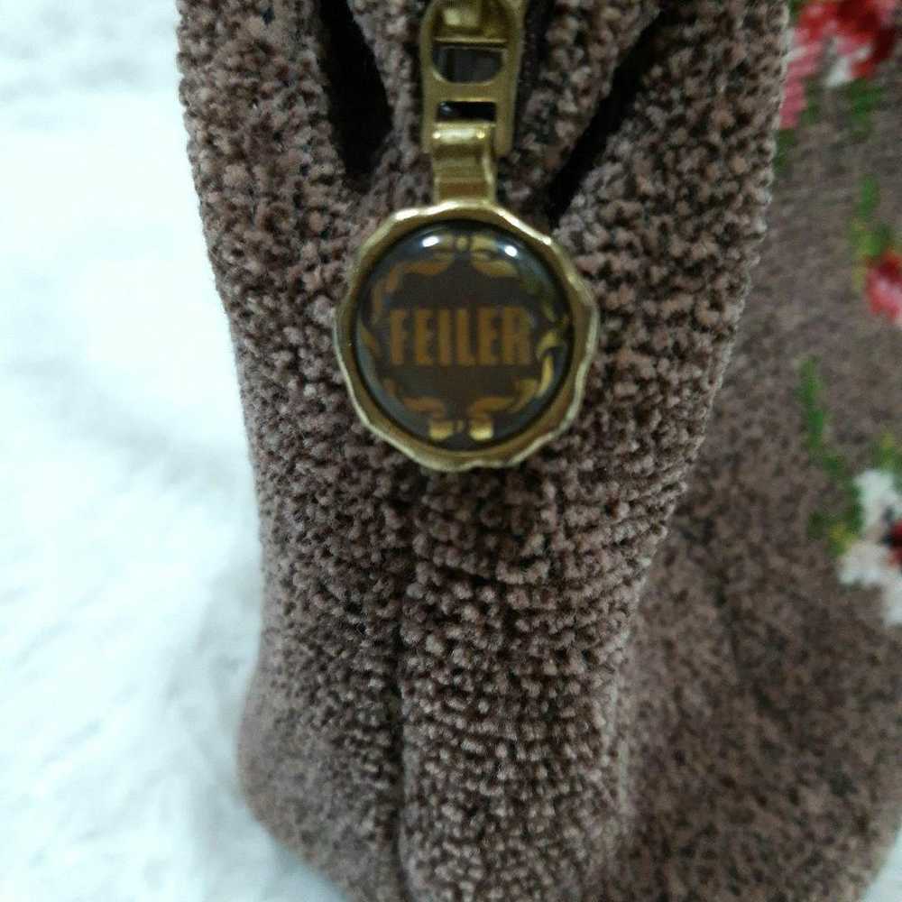 FEILER Handbag, Brown, Floral Pattern, Chenille W… - image 12