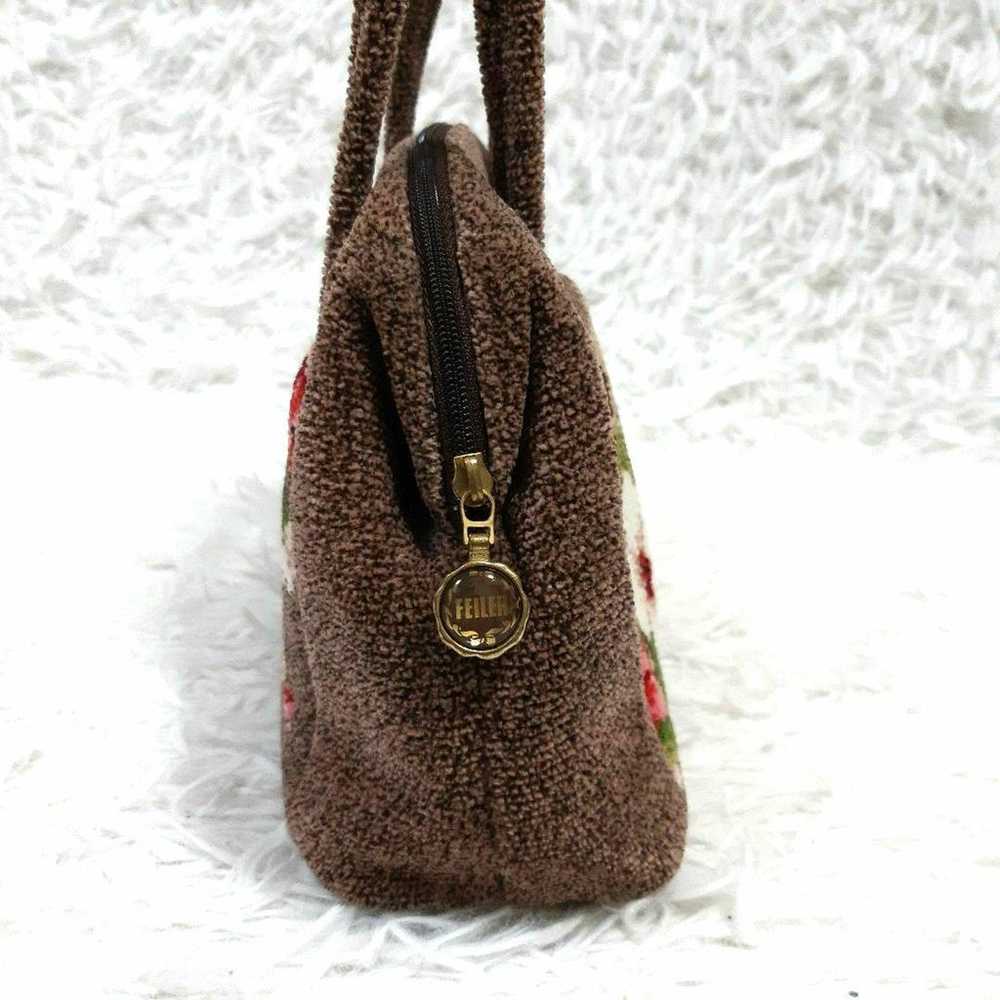 FEILER Handbag, Brown, Floral Pattern, Chenille W… - image 5