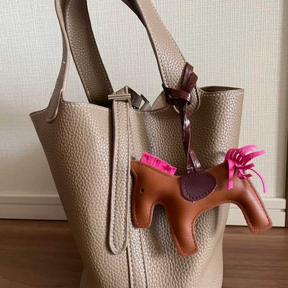 Bag, beige, synthetic leather, with charm - image 1