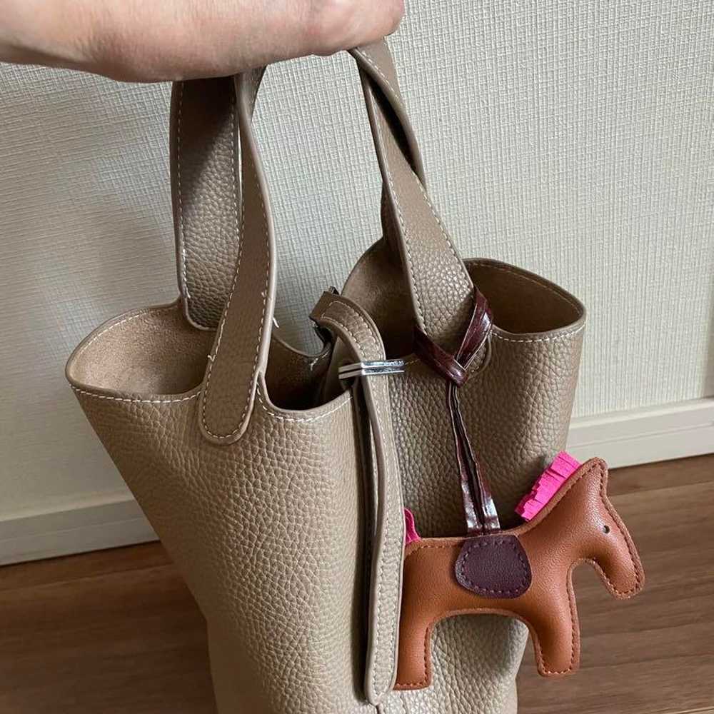 Bag, beige, synthetic leather, with charm - image 2