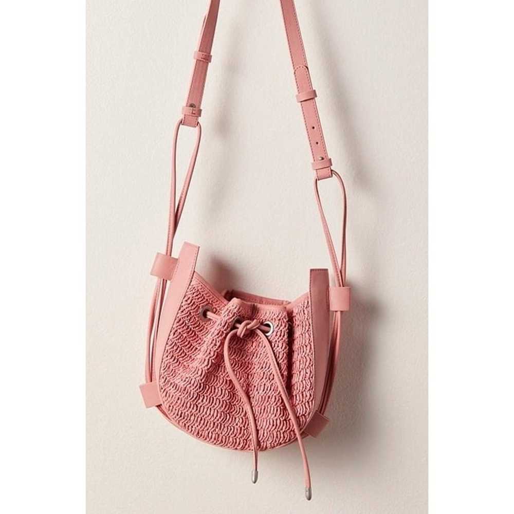 Free People Cabana Crossbody Bag Pink Leather Wov… - image 1