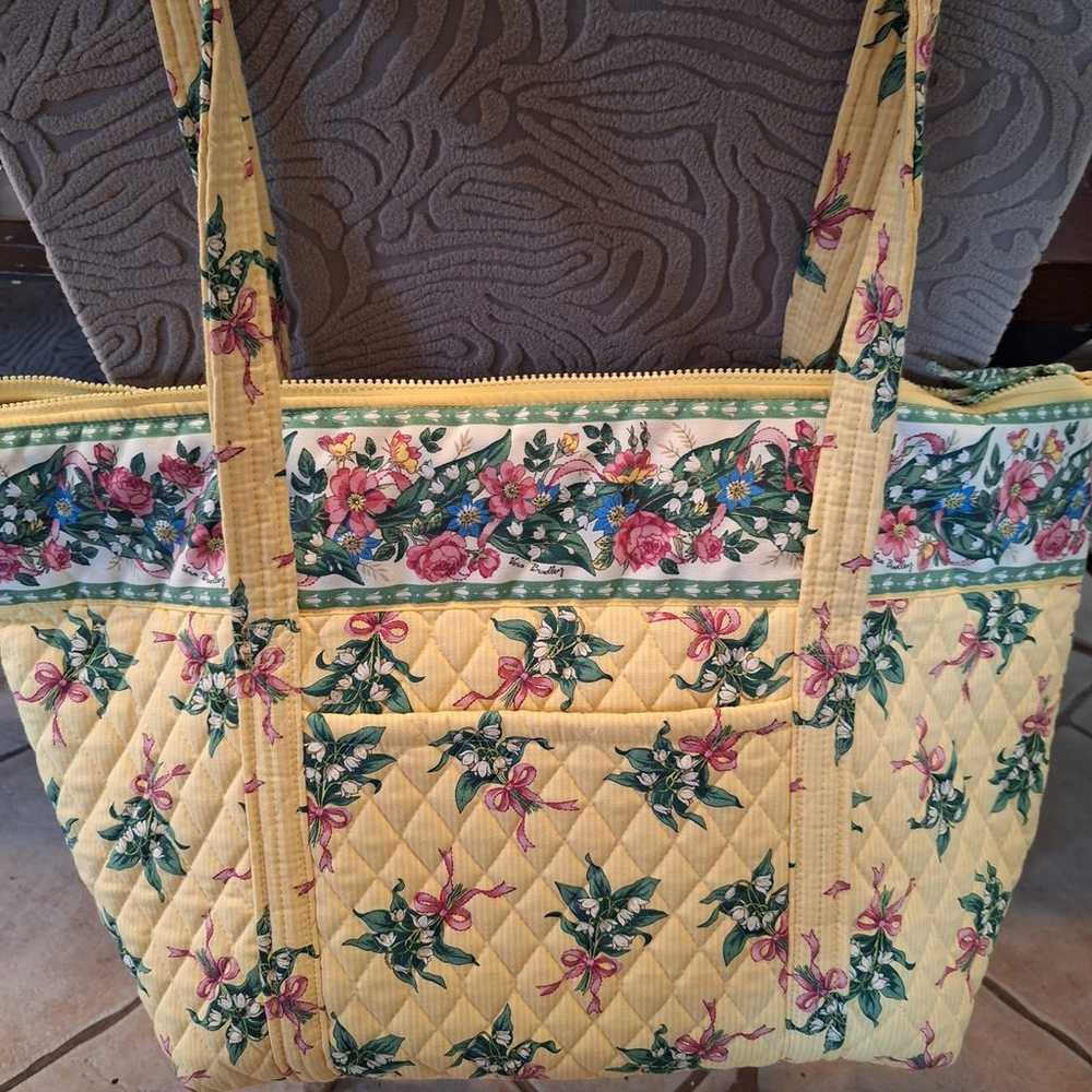 Large Vera Bradley Yellow Floral Tote & Makeup Bag - image 2