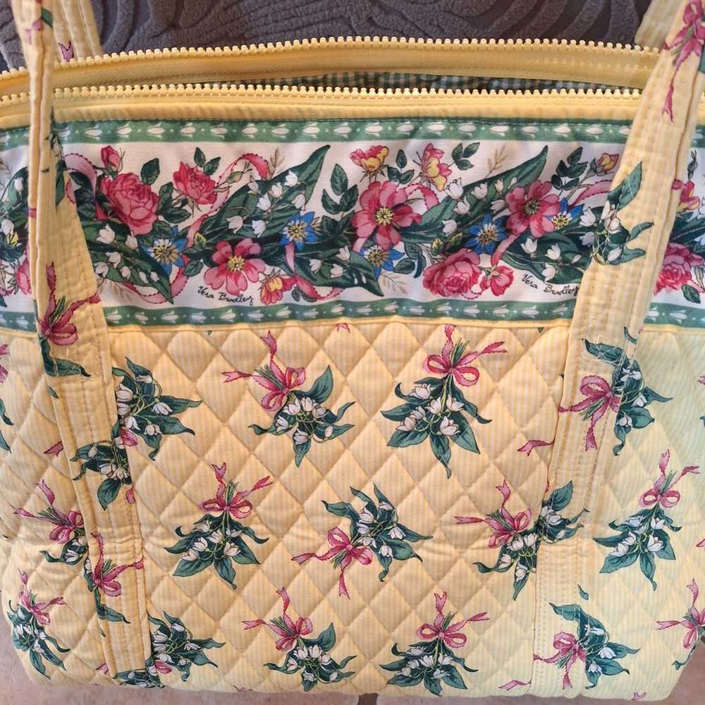 Large Vera Bradley Yellow Floral Tote & Makeup Bag - image 4