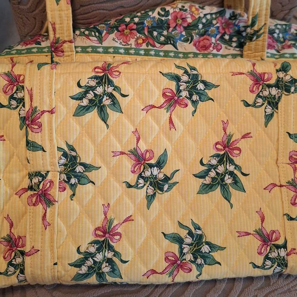 Large Vera Bradley Yellow Floral Tote & Makeup Bag - image 5