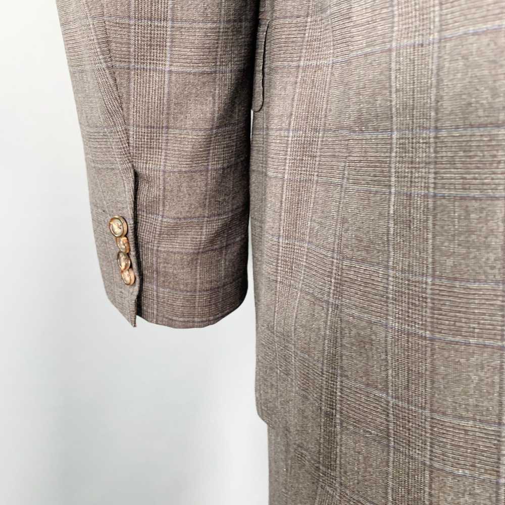 Sartorio Brown Grey Plaid Wool Notch Lapel Suit - image 6