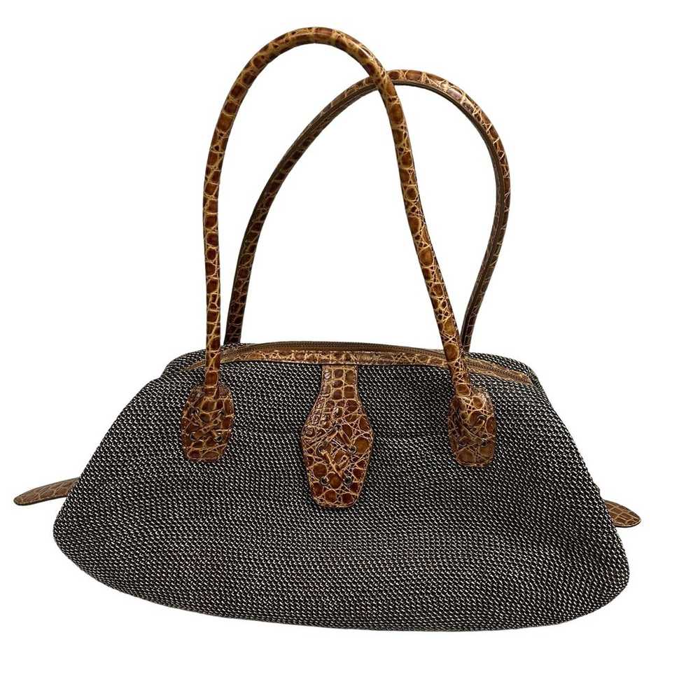 Eric Javits Squishee Woven Raffia + Leather Hand … - image 1