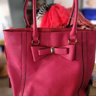 Hot Pink Faux Leather Tote