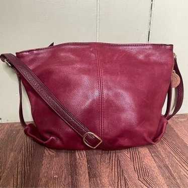 SAS Genuine Soft Red Leather Slouchy Crossbody Bag