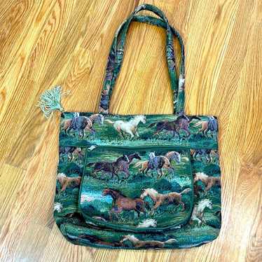 Vintage equestrian Saratoga Spring tapestry should