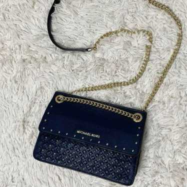 Michael Kors Shoulder Bag Gold Chain Studs Leathe… - image 1