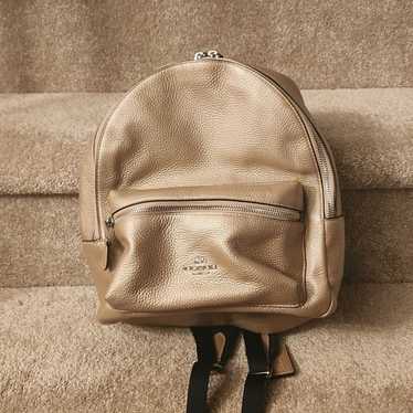 Coach "Charlie" Champagne Gold Mini Backpack Pebbl