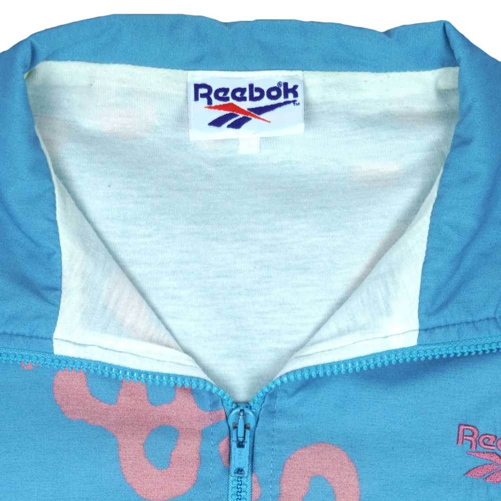 Reebok - Light Blue Patterned Windbreaker 1990s M… - image 4