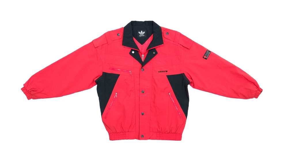 Adidas - Red with Black Button / Zip Up Windbreak… - image 1