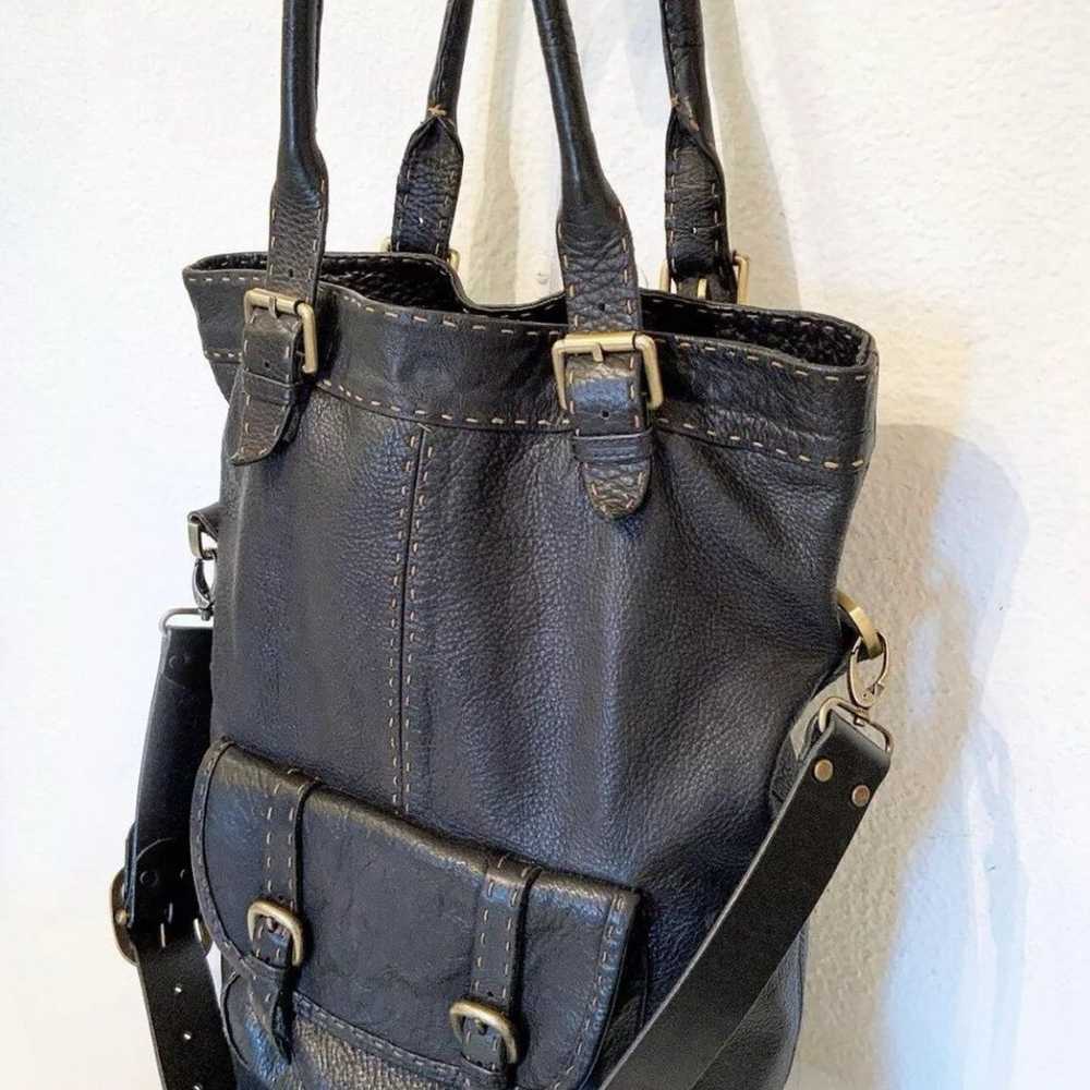 CARLA MANCINI LEATHER DYLAN TOTE BAG CROSSBODY~BL… - image 7