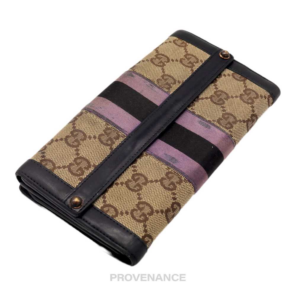 Gucci 🔴 Gucci Long Wallet - GG Canvas Stripe - image 3