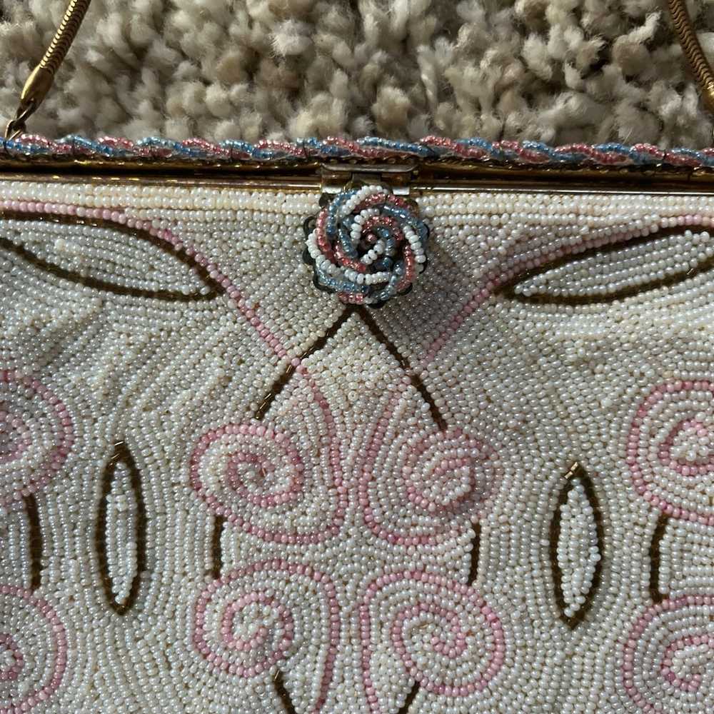 European Handbeaded Vintage Clutch from France - image 2