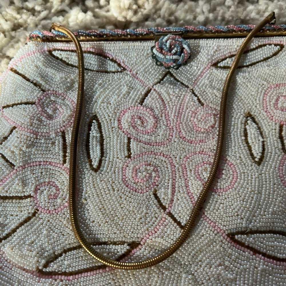 European Handbeaded Vintage Clutch from France - image 3